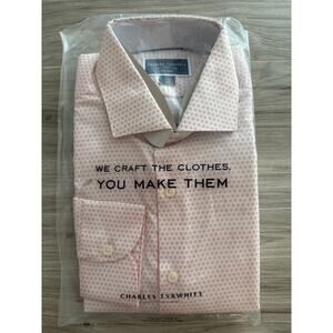 Charles Tyrwhitt Non-Iron Stretch Pink Floral Geo Print Shirt - Large
